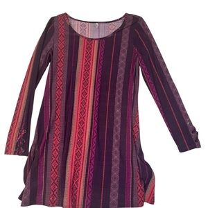 Mudd Tribal Stripe Long‎ Sleeve Tunic Dress Size L